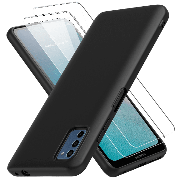 CBUS Silicone Flex-Gel Case   2X Glass Screen Protectors for Nokia C300 4G (Matte Black)