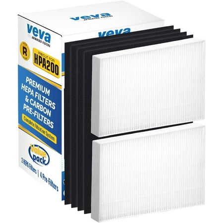 VEVA HEPA Filter Replacement 6 Pack- 2 Precut HEPA filter & 4 Carbon Air Purifier Filter