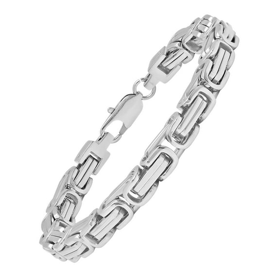 Men's Stainless Steel Square Byzantine Bracelet, 8.5"