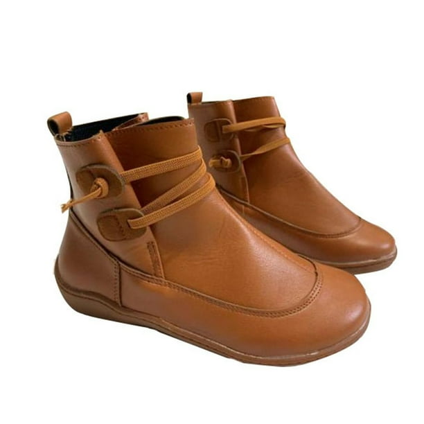 Clearance Braided Strap Flat Heel Autumn Winter Boots Women s