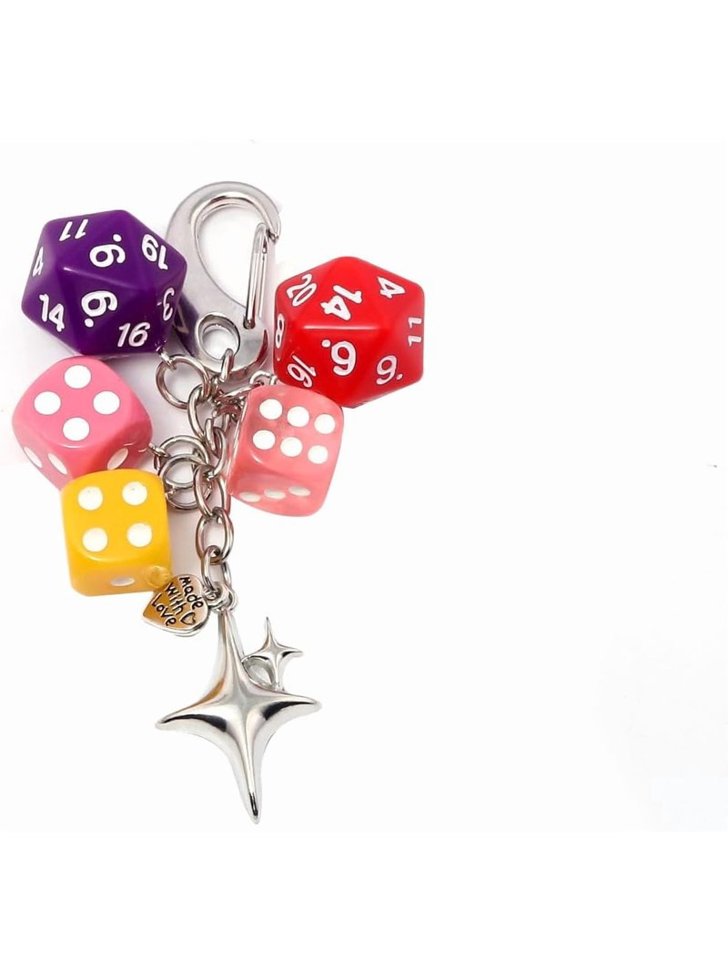 8 Ball Dice Charm Keychain - Cute Bag Purse Handbag