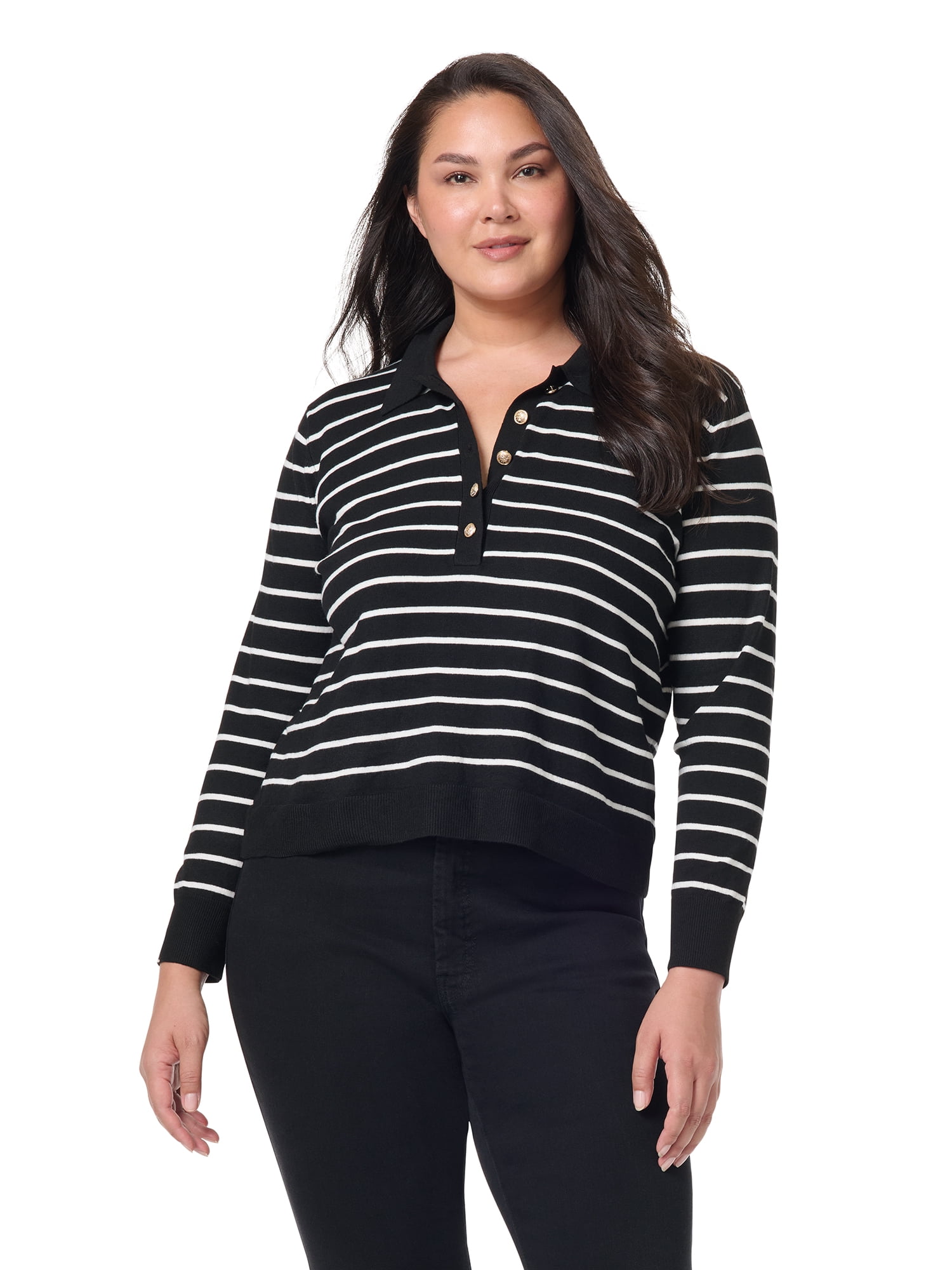 Gloria Vanderbilt Swan Series Women's Plus Polo Sweater, Sizes 0X-4X