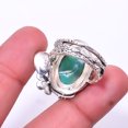 thumbnail image 2 of Turquoise -Tibet & Emerald Oxidised Flower Designer 925 Silver Plated Ring s.8, Cyan Turquoise Ring R_9365_307_22, 2 of 2