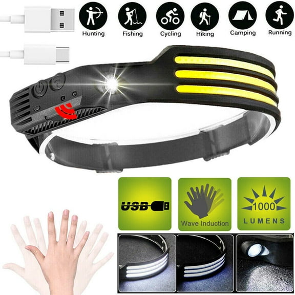 TASHHAR Headlamp Led Rechargeable Motion Sensor Head Lamp Work Lights Waterproof Torch for Outdoor Hiking & Camping Flashlight Forehead Light