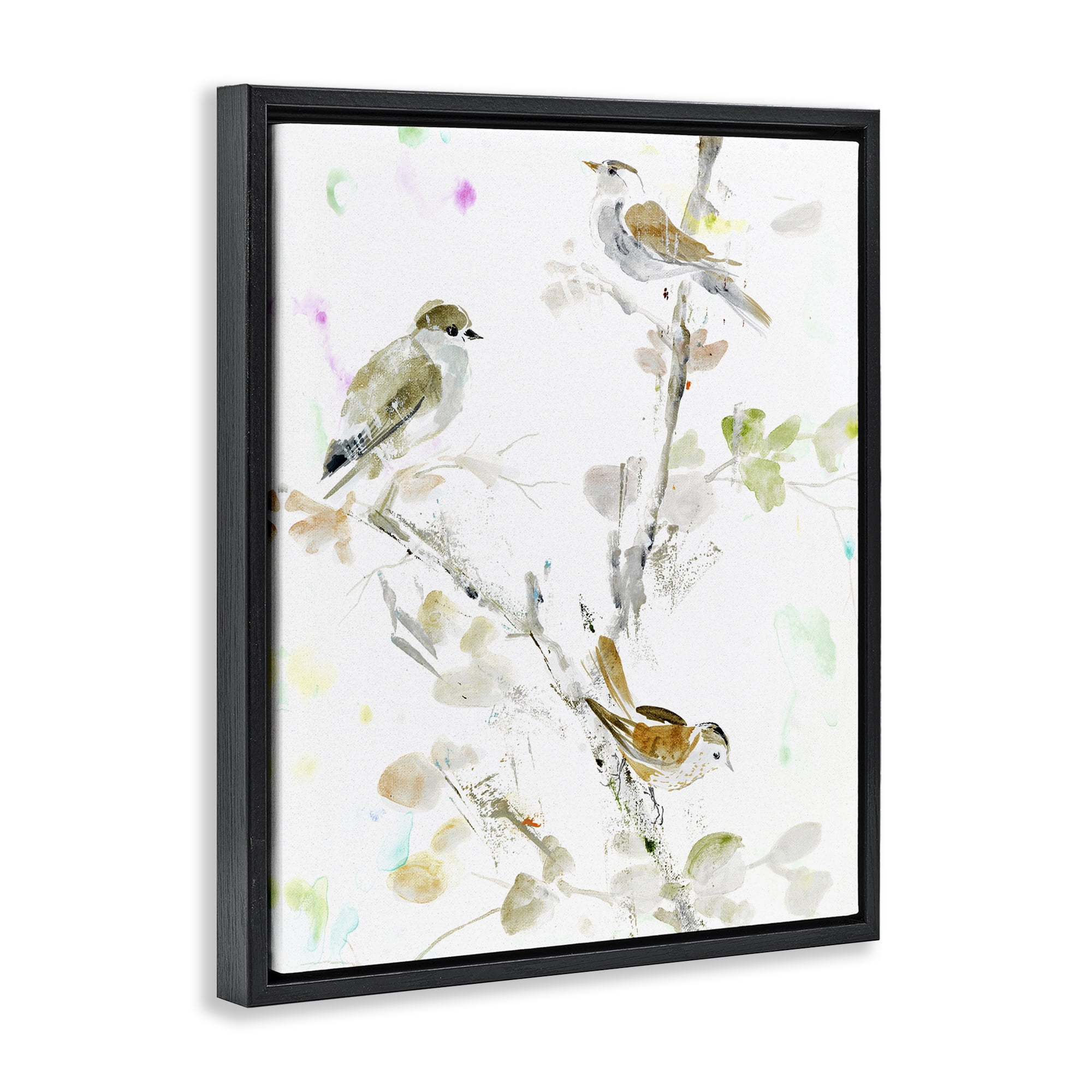 Stupell Industries Delicate Feathers Trio Black Framed Floater Canvas Wall Art, design by Lorenzo Collective