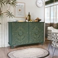 thumbnail image 5 of 47.7" Wide Ornate Carved Storage Sideboard, with Adjustable Shelves and 4 Carved Doors, Green, 5 of 6