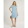 thumbnail image 4 of Time and Tru Women's and Women's Plus Tiered Cotton Mini Dress, Sizes XS-4X, 4 of 4