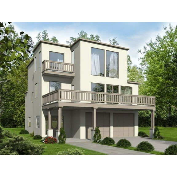 001-3503: Modern 2 Bed, 4 Bath Luxury Home Plan, 2231 Sq Ft: Full Blueprints with License to Build by Home Plan Marketplace - Lesuto