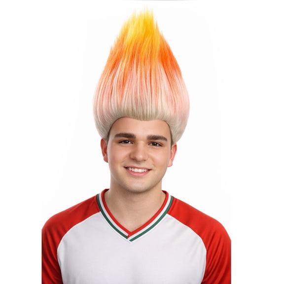 HPO Adult Unisex Trolls Wig | Orange & White Color Halloween & Cosplay Wig | Premium Breathable Capless Cap