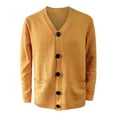 thumbnail image 3 of Bcfgryg Mens Casual Slim Fit Cardigans V-Neck Basic Designed Long Sleeve Button Down Orange, 3 of 3