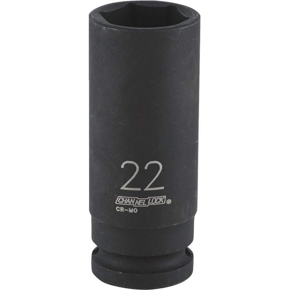 Channellock 1/2" Drive 22 mm 6-Point Deep Metric Impact Socket