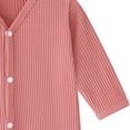 thumbnail image 5 of BLVB Newborn Baby Clothes Unisex Boys Girls Romper Long Sleeve Knit Ribbed Button Jumpsuit Footed Outfit(Watermelon Red,0-6 Months), 5 of 5