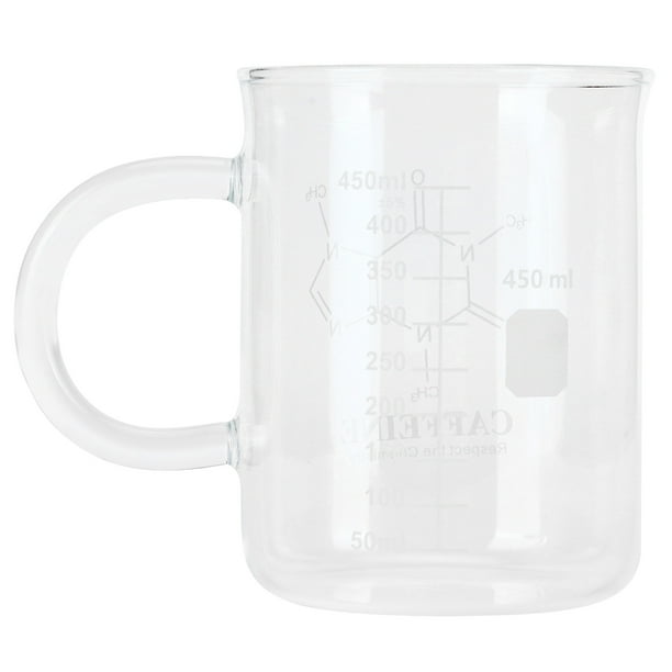 Taza, taza de vaso de vidrio de borosilicato, taza de vidrio de borosilicato, taza de química, diseño aerodinámico