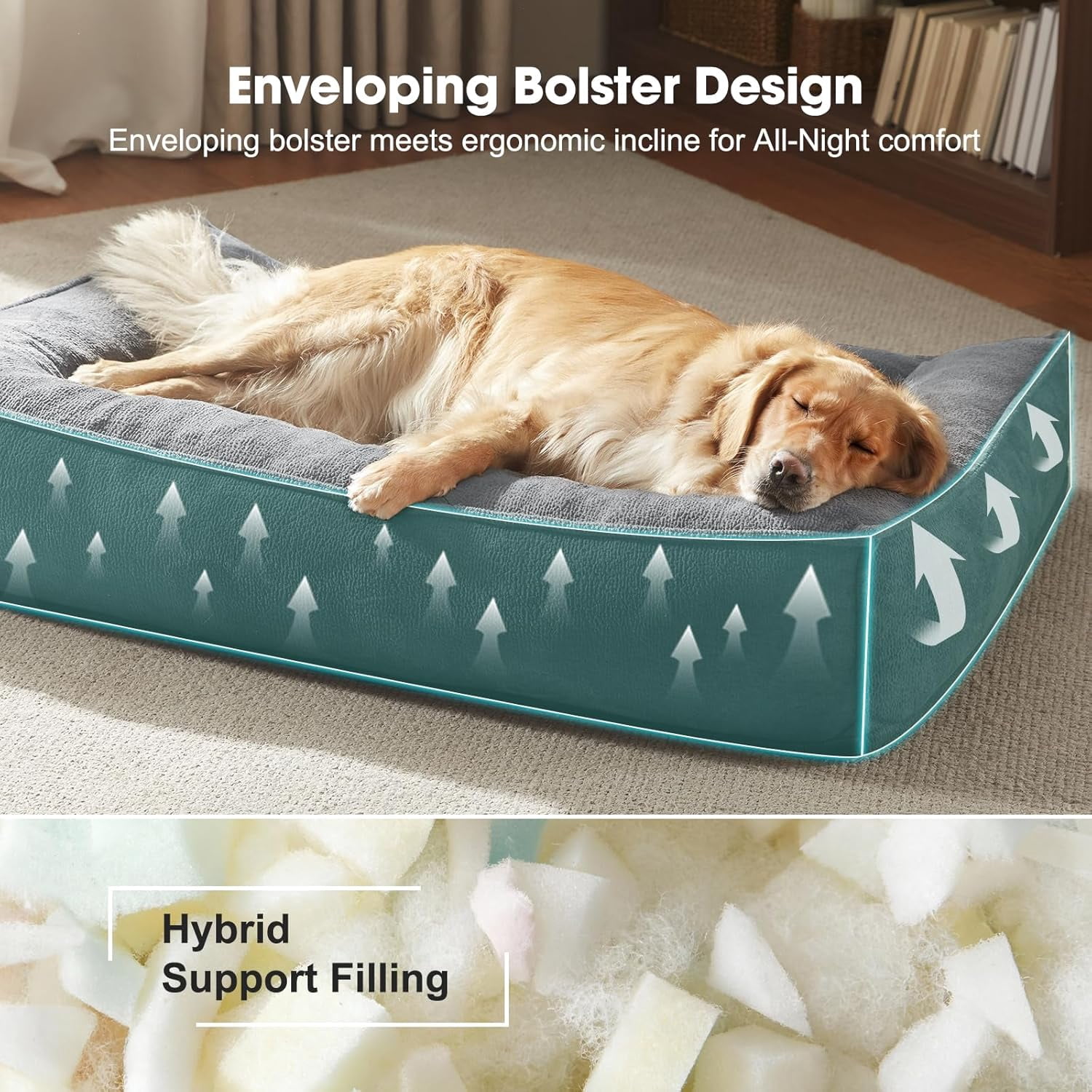 Orthopedic Dog Beds Large Sized Dog, Extra Thick Supportive Comfort Pet Sofa, Ergonomic Slant Dog Couch with Removable Washable Cover, Ultra Soft Surface & Non-Slip Bottom, Light Grey, 38"
