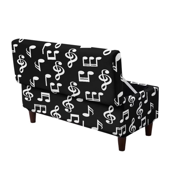 Jiueut Music Note Pattern Ottoman Cover Rectangle Ottoman Slipcover Folding Storage Bench Cover Footrest Stool Slipcover Footstool Furniture Protector with Nonslip Elastic Bottom, S