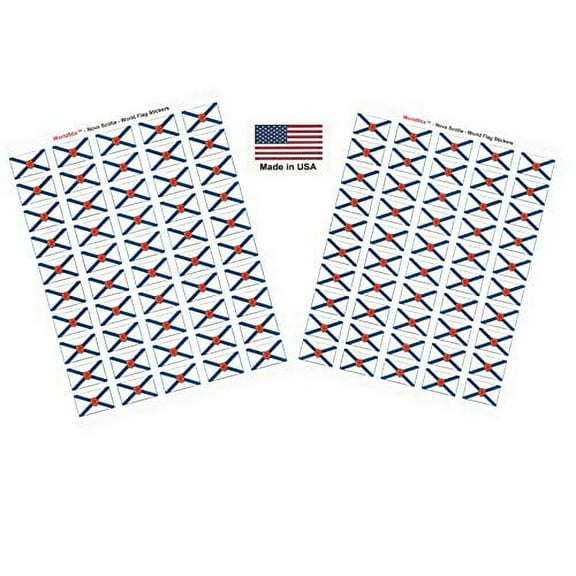Made in USA! 100 Nova Scotia 1.5" x 1" Self Adhesive Flag Stickers, Two Sheets of 50, 100 Nova Scotia Sticker Flags Total