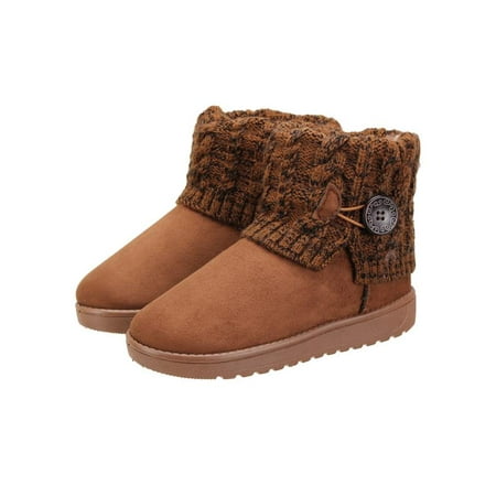 Chenille Suede - Meigar Winter Warm Women Snow Boots Suede Knit Booties Fur Lined Shoes