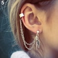 thumbnail image 6 of UDIYO 1Pc Punk Tassels Chain Leaf Fish Cross Charms Ear Stud Cuff Earring Jewelry Gift, 6 of 7