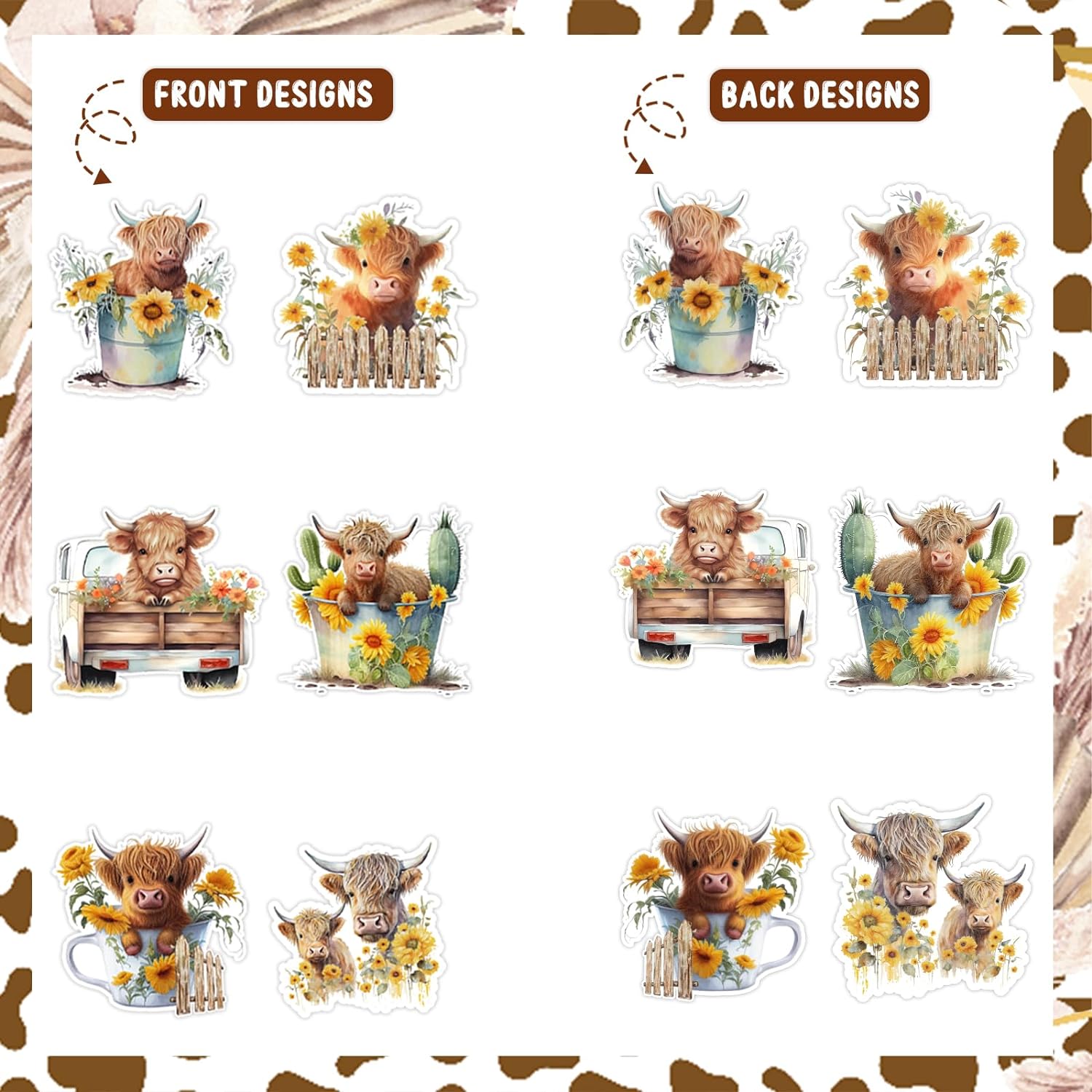 24 Pieces Highland Cow Centerpiece Sticks - Farm Highland Cow Table Toppers, Western Theme Party Decorations, Birthday Party Baby Shower Supplies