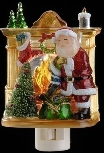 Roman 8 Santa By Fireplace With Clock Figure