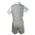 thumbnail image 4 of Baby Boy Toddler Formal Silver Vest Gray Shorts Suit Extra Bow Tie 7pc Set S-4T, 4 of 5