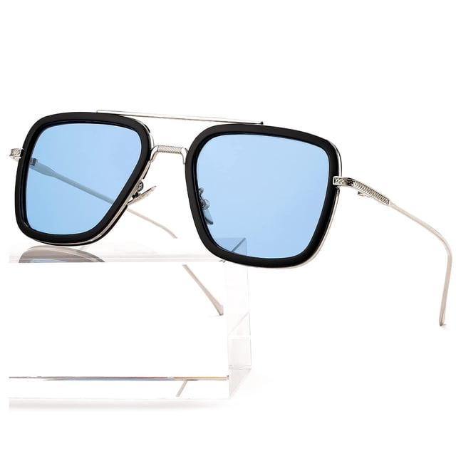 Gafas de sol AIEYEZO Tony Stark vintage con montura metálica cuadrada