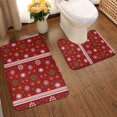 thumbnail image 2 of Honeii Merry Christmas Pattern Bathroom Anti-Skid Pad Bathroom Mat Vintage Seamless Pattern Not-Slip Toilet Rug Set, 2 of 6