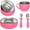 Rose Red, variant on 5 Piece Baby Bowls With Suction and Lids | Toddler Bowl Set with 1 large bowl, 1 small bowl, 1 fork, 1 spoon, 1 cup