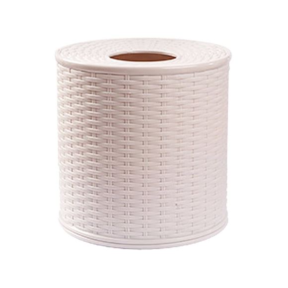 Caja de pañuelos clásica redonda, soporte para servilletas, caja de almacenamiento de pañuelos de papel (beige)