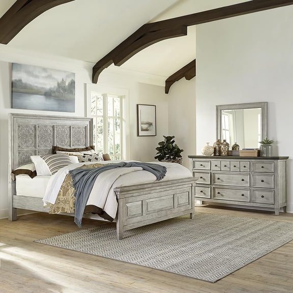 Liberty Heartland King Opt Panel Bed, Dresser & Mirror