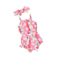 thumbnail image 2 of Yunliwuli Baby Girls Shorts Set, Flower Print Sleeveless Romper with Shorts Hairband Summer Outfit, 2 of 10
