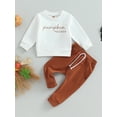 thumbnail image 2 of Wassery 2Pcs Baby Boys Pants Set Toddler Halloween Clothes Long Sleeve Crew Neck Letters Print Sweatshirt with Elastic Waist Sweatpants, 2 of 8
