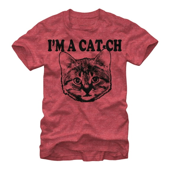Men's Lost Gods I'm a Cat-ch  Graphic Tee Red Heather Small