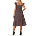 thumbnail image 2 of INSPIRE CHIC Women's Cherry Print Floral Dress Lace-up Square Neck Ruffle Sleeveless Midi Dresses XS Black, 2 of 5