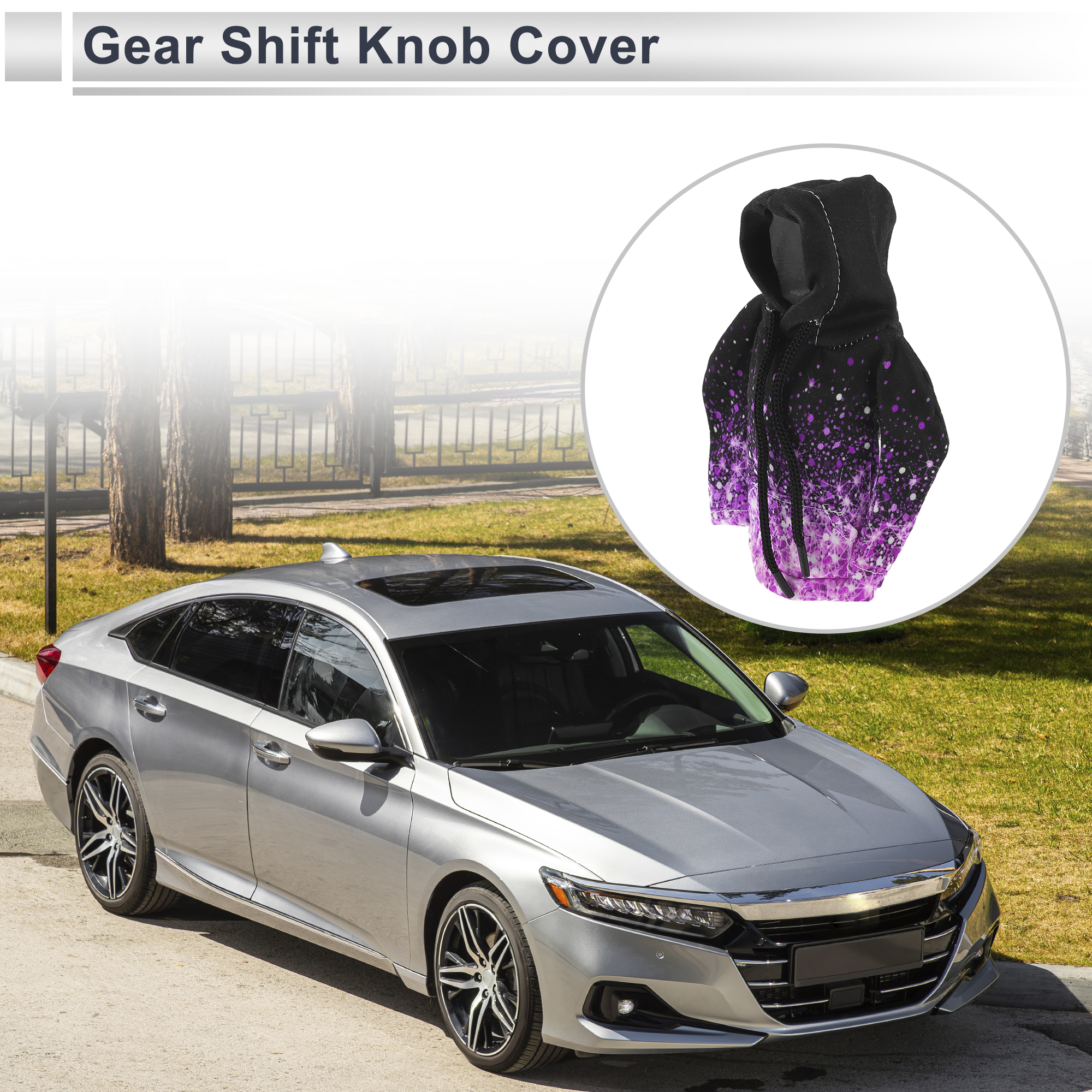 Unique Bargains Gear Shift Knob Cover Manual Stick Shifting Handle Protector Black Purple
