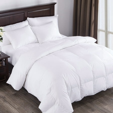 Puredown All Seasons White Down Comforter 100% Cotton 600 Fill Power, Twin Size,