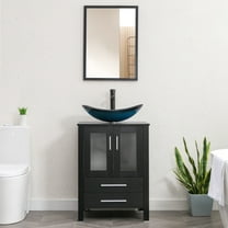 Eclife 24" Freestanding Single Bathroom Vanity with Vessel Sink, Manufactured Wood Vanity Top