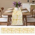 thumbnail image 6 of Palm Tree Monstera Table Runner 90 Inches Long,Mustard Ochre Leaf Boho Botanical Tropical Cotton Linen Table Runners Dresser Scarves,Fabric Tabletop Scarf Furniture Cover for Dinner Party 13"x90", 6 of 9