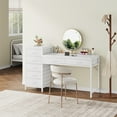 thumbnail image 2 of Condemo Vanity Desk with Reversible Drawer, 55 inch Makeup Vanity Table with 7 Drawers, Make Up Vanities for Women, Girls, All White (Without Mirror), 2 of 7