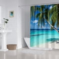 thumbnail image 5 of Ocean Shower Curtain  Trees Beach Summer Seaside  Island Coastal Landscape Waterproof Polyester Fabric Home Bathroom Decor 12PCS Plastic Hooks 72Lx60W inches, 5 of 11