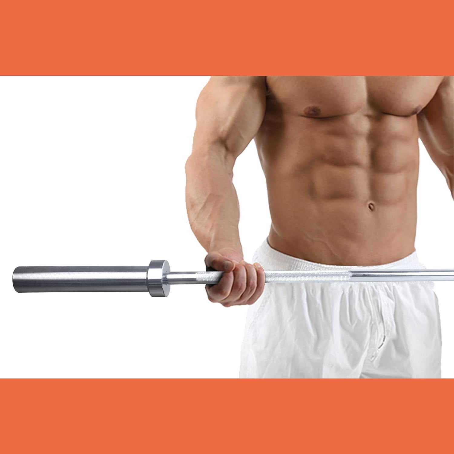 Kendal Olympic Barbell Bar Weight Bar with Two Spring Collars, Solid Iron Workout Barbell Weight Straight Weightlifting Bar for Home Fitness Exercise Equipment (5 FEET)