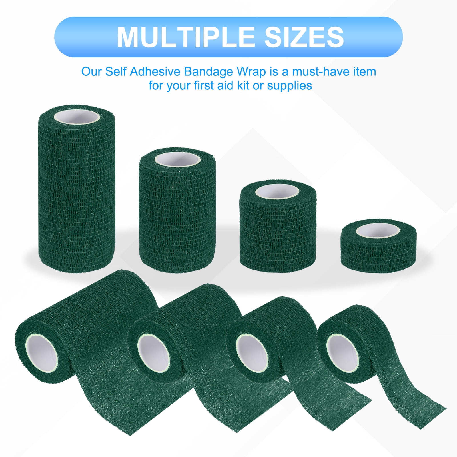 Uxcell Self Adhesive Bandage Wrap, Yard Elastic Self Breathable Self Adherent Wrap Tape for Stretch Athletic Sports Dark Green