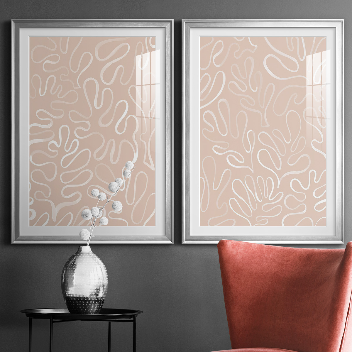Wexford Home Matisse Pieces III Premium Framed Print, 22.5" x 30.5" - Ready to Hang, Silver (Set of 2)