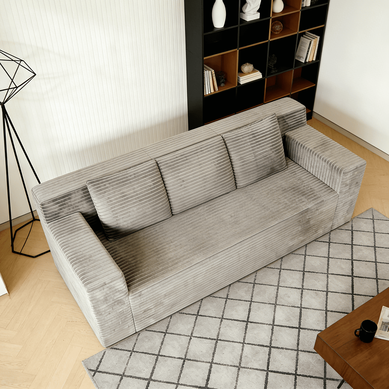 71" 3 Setaser Sofa,Corduroy Fabric,Deep Seat Couches,Comfy Loveseat Sofa,No Assembly,1pcs for Living Room, BedRoom,Conference Room, Apartment
