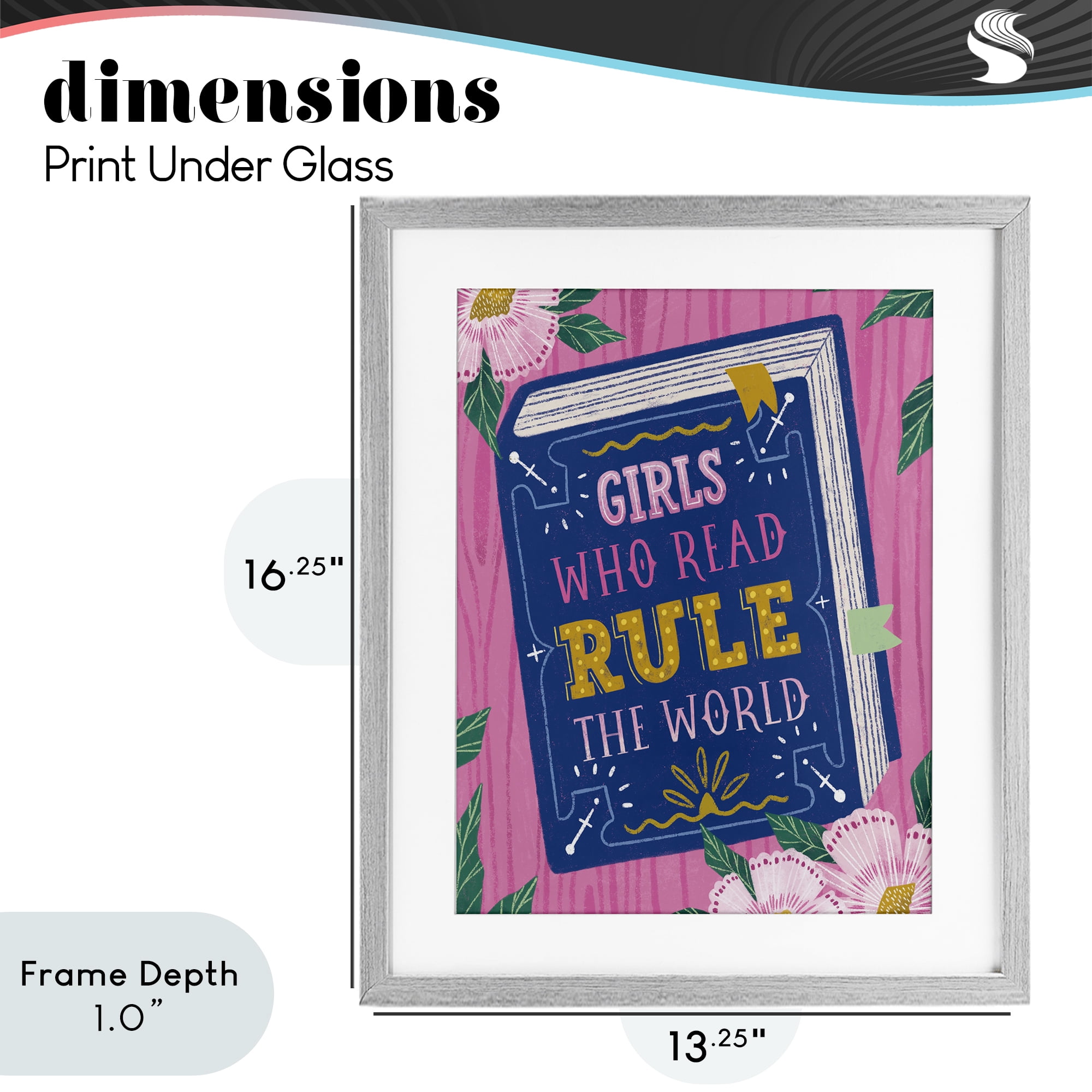 Stupell Industries Girls Who Read Inspirational Gray Framed Print Under Glass, design by Vanessa Stoilova