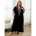 thumbnail image 2 of Moroccan Embroidered Kaftan Abaya Dresses for Women Batwing Sleeve Caftan Loungewear Maxi Beach Tunic Plus Size Africa Robe Casual Summer Outfis, 2 of 10