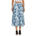thumbnail image 4 of WTOBBY Women's Bohemian Floral Print Pocket Skirt Solid Color High Waist Maxi Skirt Casual Beach Skirt with Elastic Waist Drawstring Tiered Flowy Long Skirt,Royal Blue XL, 4 of 4