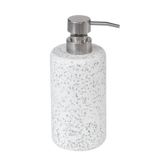 hometrends White Terrazzo Soap Dispenser, Lotion Dispenser, Stone-like resin lotion pump, soap pump for kitchen, bathroom or hotel, Stone-like soap dispenser