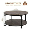 thumbnail image 2 of 30 inch Round Coffee Table 2-Tier Living Room Table with Storage Shelf and Sturdy Metal Legs, Light Walnut, 2 of 5