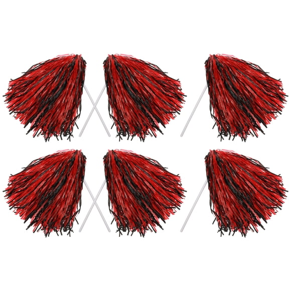 Pompones de Animadora Uxcell, Agitadores de Espíritu, Pompones Largos para Deportes en Equipo, Fiesta de Baile, Actuación, Animación Negro Rojo